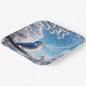 Bluebird zingen op een Cherry Tree Branch Papieren Bordje (Gebogen)