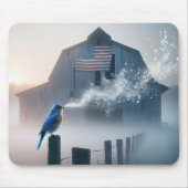 Bluebird zingen op een hek post muismat (Voorkant)