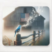 Bluebird zingen op een hek van het land muismat (Voorkant)