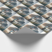 Bluebird zingen op hek post cadeaupapier (Hoek)