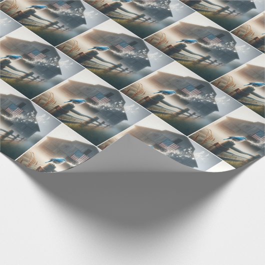 Bluebird zingen op hek post cadeaupapier (Hoek)