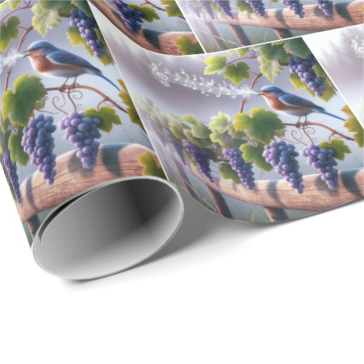 Bluebird zingt op een Grapevine Cadeaupapier (Rol Hoek)