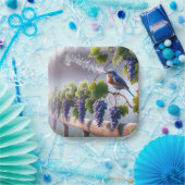 Bluebird zingt op een Grapevine Papieren Bordje (Feest)