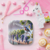 Bluebird zingt op een Grapevine Papieren Bordje (Feest)