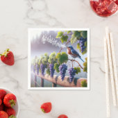 Bluebird zingt op een Grapevine Servet (Insitu)