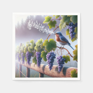Bluebird zingt op een Grapevine Servet