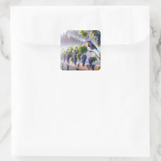 Bluebird zingt op een Grapevine Vierkante Sticker (Tas)