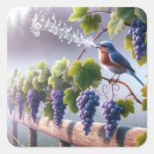 Bluebird zingt op een Grapevine Vierkante Sticker (Voorkant)