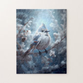 Bluebird Zittend op Snowy Branch Legpuzzel (Verticaal)