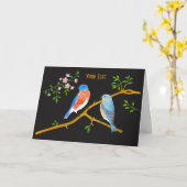 Bluebirds Black Wenskaart Kaart (Gele Bloem)