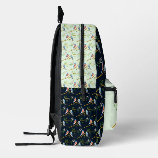 Bluebirds Blackpack Zwart & Bord Groen Bedrukte Rugzak (Links)