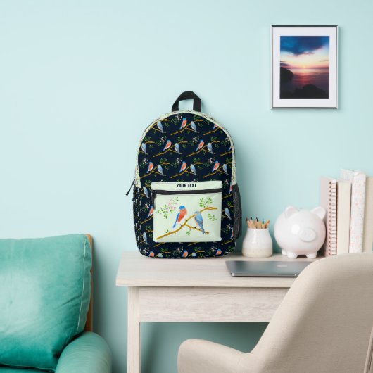 Bluebirds Blackpack Zwart & Bord Groen Bedrukte Rugzak (Insitu)