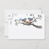 Bluebirds Blooming Branch Wedding RSVP Kaartje (Achterkant)