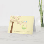 Bluebirds Cherry Tree Newborn Gefeliciteerd Kaart (Voorkant)