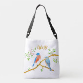 Bluebirds Crossbody Witte Canvas tas (Achterkant)