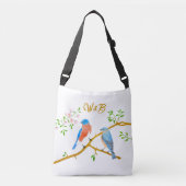 Bluebirds Crossbody Witte Canvas tas (Voorkant)