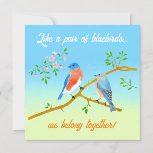 Bluebirds Flat Valentijns Kaart Bord Blauw & Groen