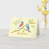 Bluebirds Geel Gevouwen Verjaardag Kaart (Gele Bloem)
