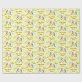 Bluebirds Geel inpakpapier (Vlak)