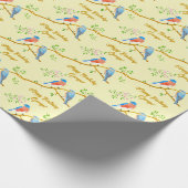 Bluebirds Geel inpakpapier (Hoek)