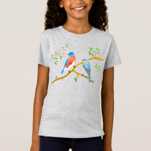 Bluebirds Grijs Meisje T-Shirt