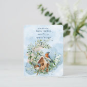 Bluebirds In A Wreath of Flowers Vrijgezellenfeest Kaart (Staand voorkant)