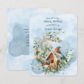 Bluebirds In A Wreath of Flowers Vrijgezellenfeest Kaart (Voorkant / Achterkant)