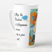BLUEBIRDS OF HAPPINESS Chow Latte Mok met tekst (Linkerhoek)
