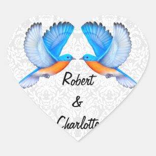 Bluebirds of Happiness Verloving Hartstickers Hart Sticker