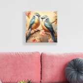 Bluebirds op Cherry Blossom Natuur Lover Canvas Afdruk (Insitu (Woonkamer))