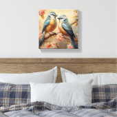 Bluebirds op Cherry Blossom Natuur Lover Canvas Afdruk (Insitu (Slaapkamer))