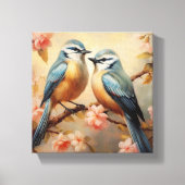 Bluebirds op Cherry Blossom Natuur Lover Canvas Afdruk (Voorkant)