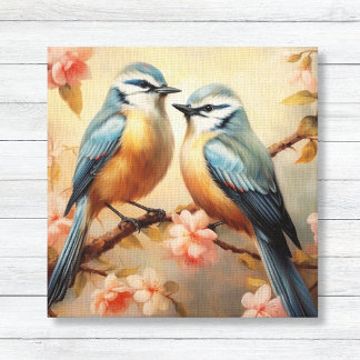 Bluebirds op Cherry Blossom Natuur Lover Canvas Afdruk
