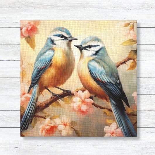 Bluebirds op Cherry Blossom Natuur Lover Canvas Afdruk