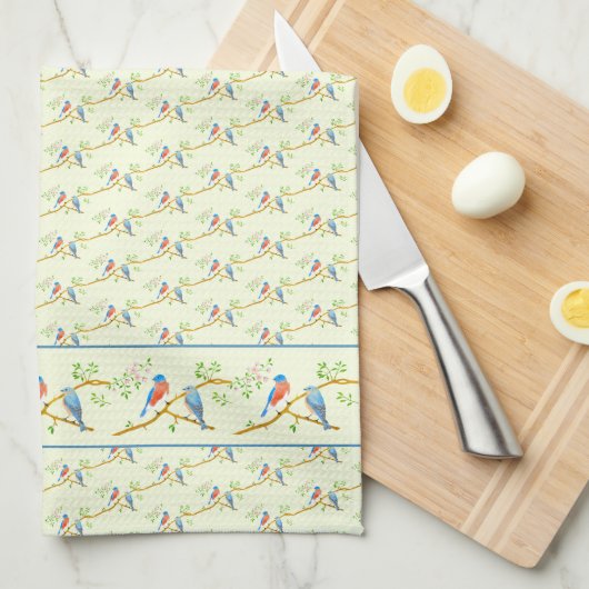 bluebirds pair theedoek (Quarter Fold)