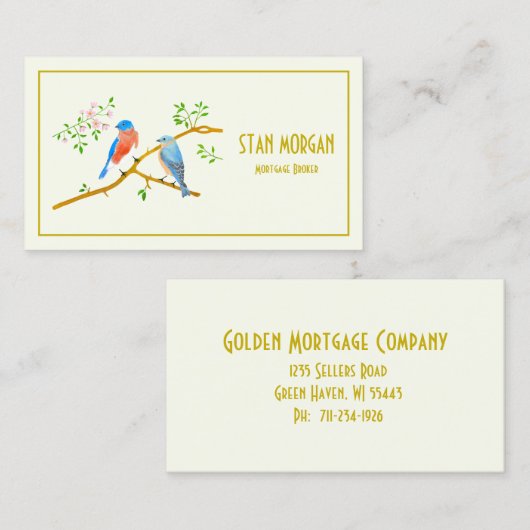 Bluebirds Pair Visitekaartje (Voorkant / Achterkant)