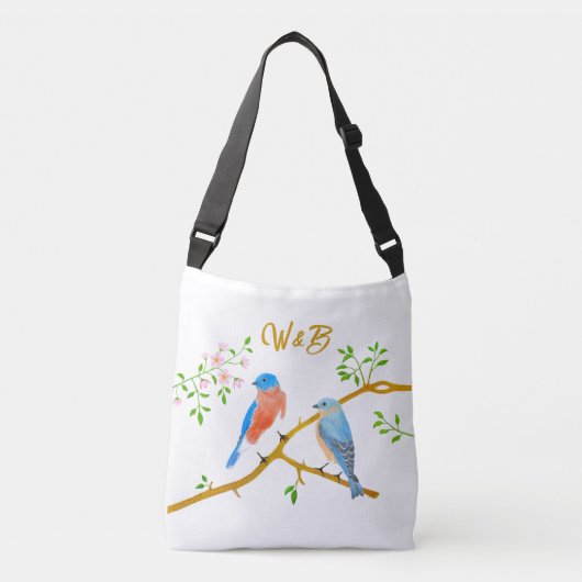 Bluebirds Schoudertas Witte Boodschappentas Crossbody Tas (Voorkant)