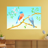 Bluebirds Streched Canvas (Insitu (Woonkamer))