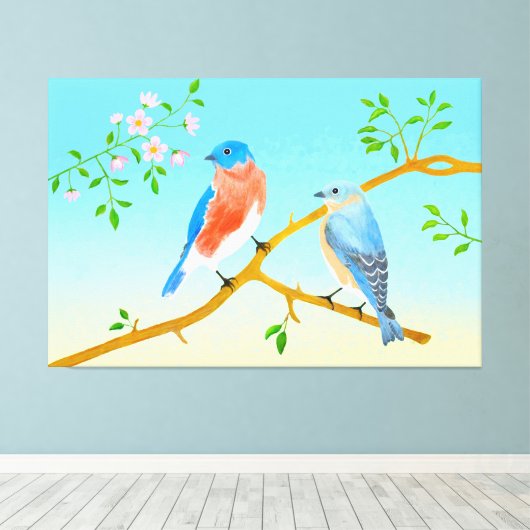 Bluebirds Streched Canvas (Insitu (Houten vloer))