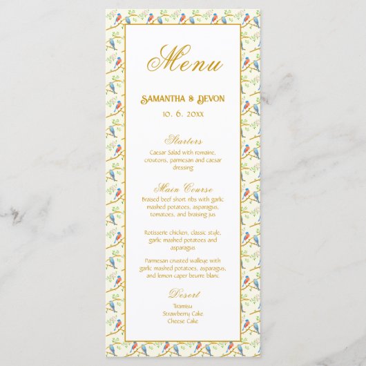 Bluebirds Wedding Menu (Voorkant)