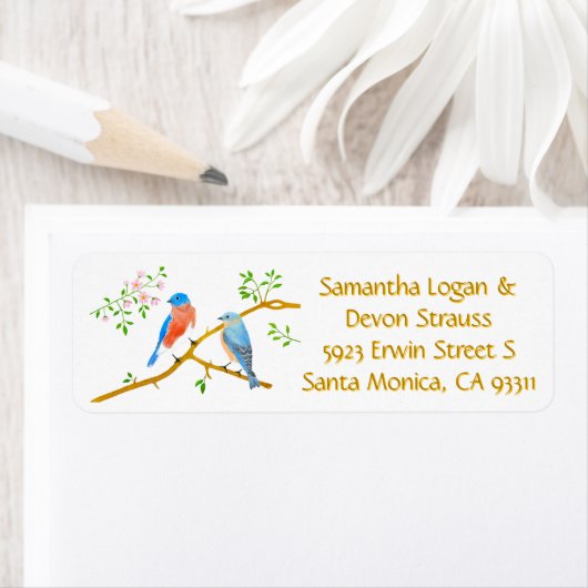Bluebirds Wedding Return Address Labels (Insitu)