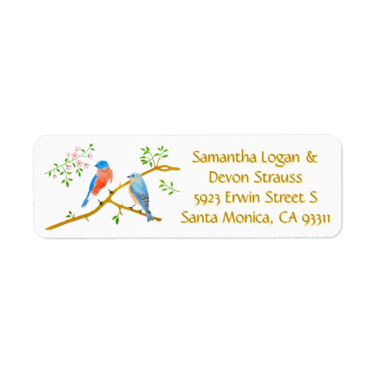 Bluebirds Wedding Return Address Labels (Voorkant)