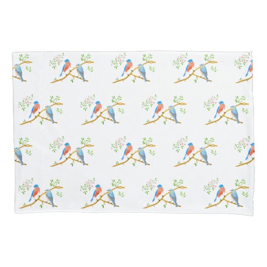 Bluebirds White Kussensloop (Voorkant)