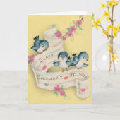  - Bluebirds zingen Happy Birthday, Kaart (Gele Bloem)