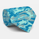 BlueBlast Camo Pattern Stropdas (Opgerold)