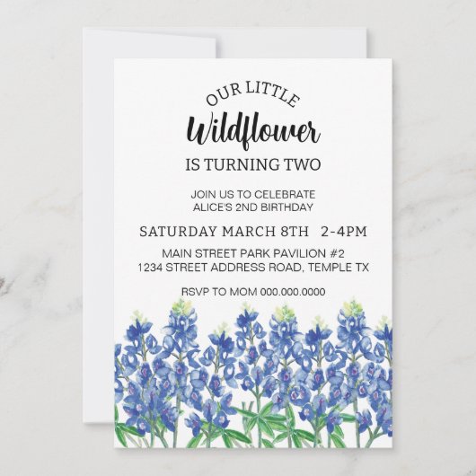 Bluebonnet Birthday Texas Flower download Kaart (Voorkant)