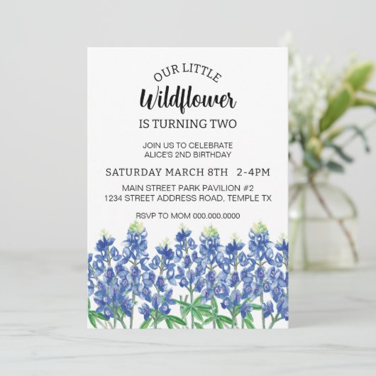 Bluebonnet Birthday Texas Flower download Kaart (Staand voorkant)