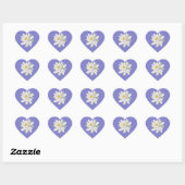 Bluebonnet Blauw-Paarse met Witte Waterlelie Hart Sticker (Vel)