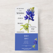 Bluebonnet Bloemen op Wit, Trouwen All In One Uitnodiging (Binnen)