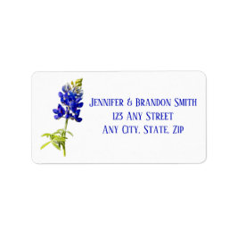 Bluebonnet Bloemen op Wit, Trouwen Etiket